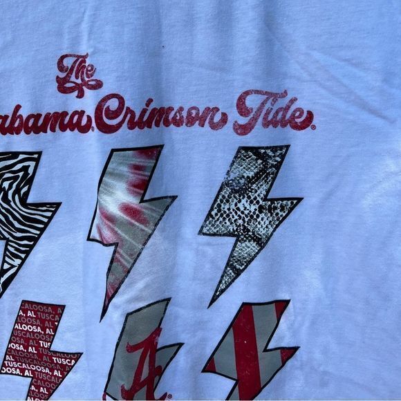NWT NCAA Alabama Crimson Tide Cotton Flash Lightning T-Shirt Size XL White - Picture 6 of 7
